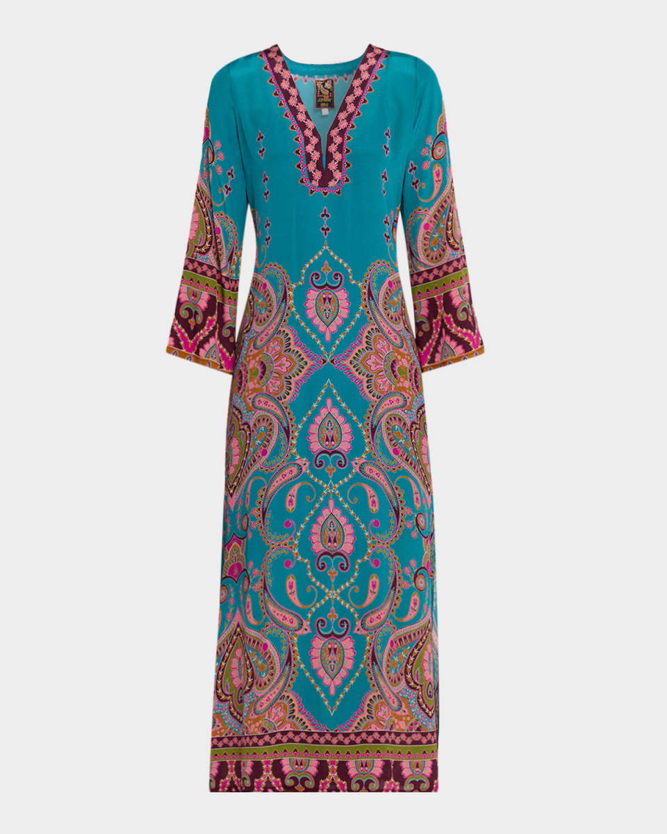 Judith Floral Paisley-Print Silk Maxi Dress